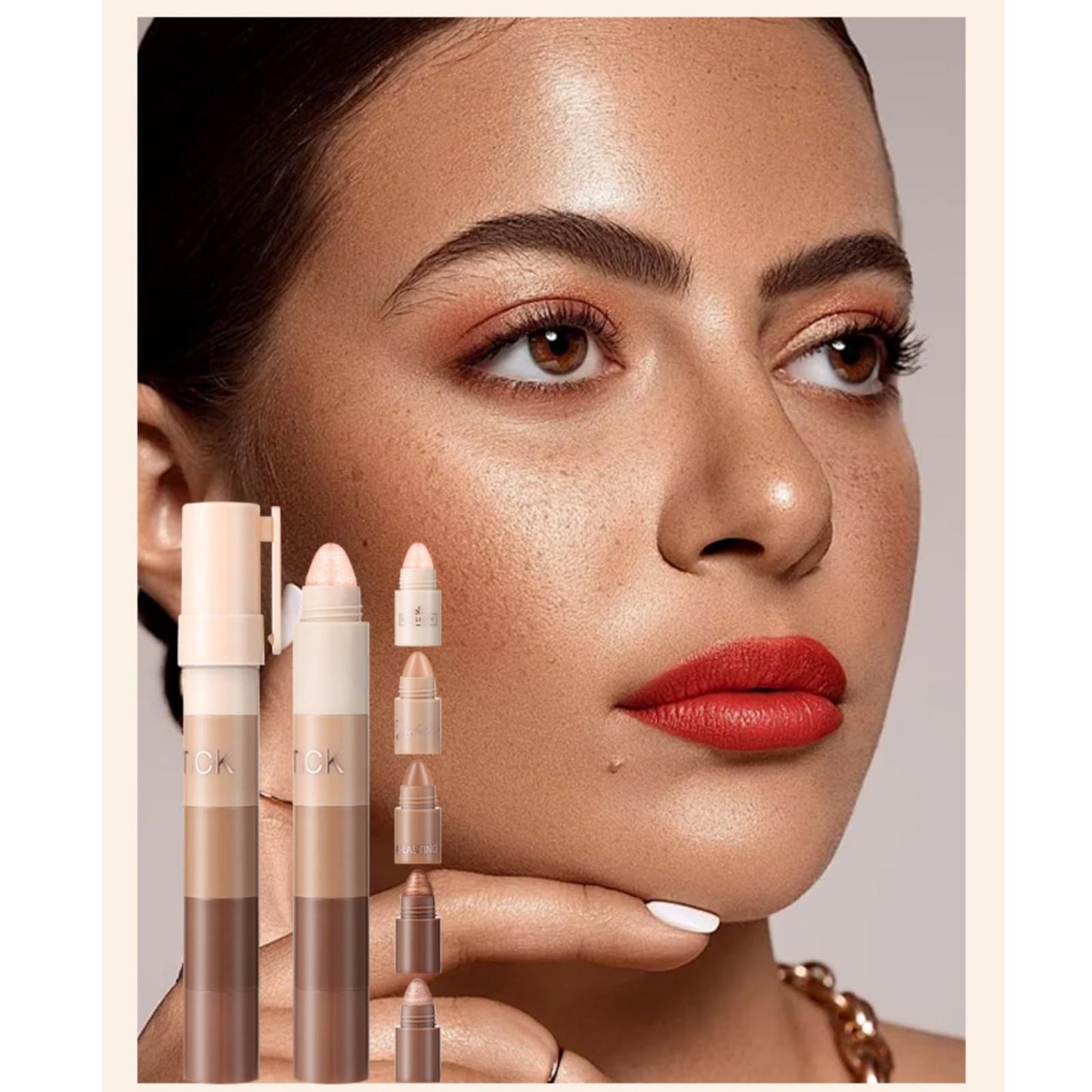 GUOUURR 5 in 1 Lazy Shimmer Eyeshadow Stick - Waterproof, Long-Lasting Creamy Eye Makeup for Natural & Sparkling Looks, Blendable Highlighter for Daily & Party - Eyebag Brightening Eye Shadow Pencils