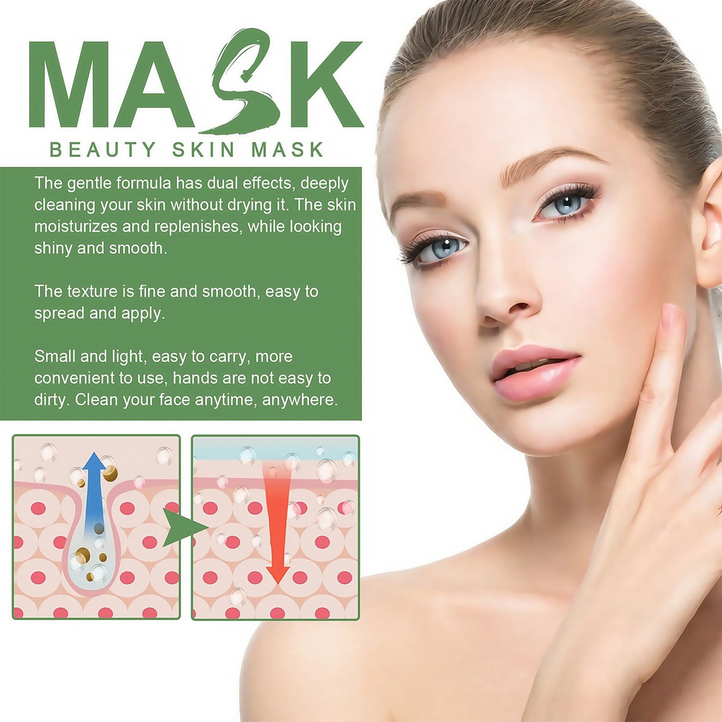 Coloroom Green Tea Deep Cleanse Mask Stick,New Upgrade Green Mask Stick with Tea Extract, Deep Cleansing Face Masks for Women, Moisturizing