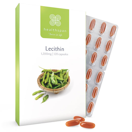 healthspan Healthspan Lecithin 1,200mg (2 Months' Supply) | Beneficial Effect on Fat Digestion & Liver Function | Non-GMO & Natural Soy Bean Source | High Strength Formulation