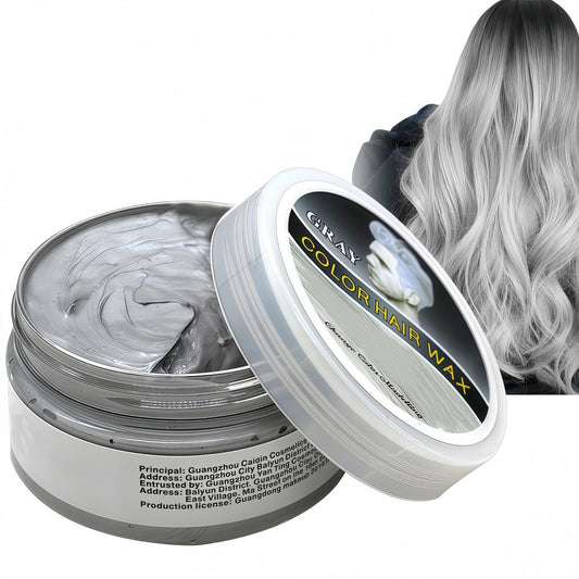 Fankayi Gray Hair Color Wax,Temporary Hair Color Wax,Safe Hair Colour Pomade Washable for Men,Women,Party,Cosplay,Temporary Hair Dye Wash In Wash Out Hair Colour W/ax,Coloured Hair W/ax(Gray)