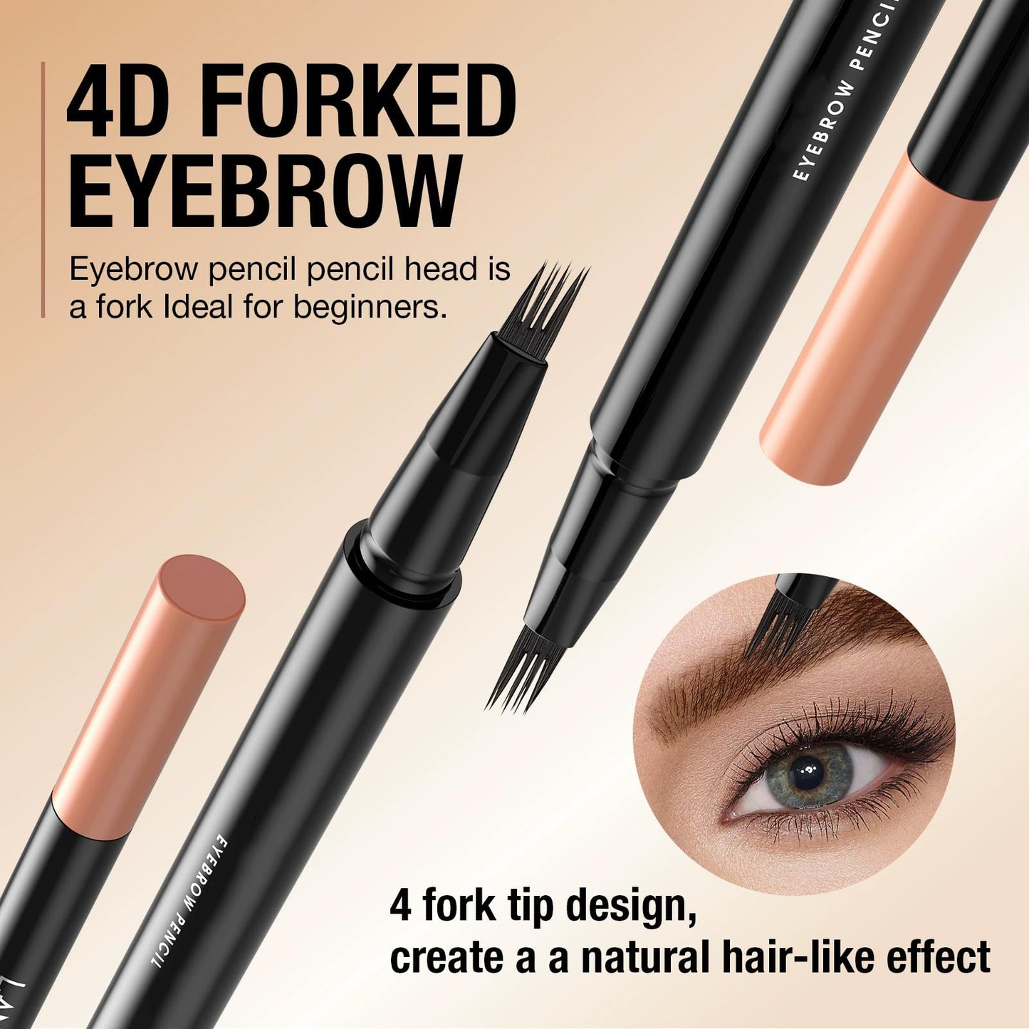 AurolaGlow 4D Forked Eyebrow Pen - Waterproof, Smudgeproof Liquid Brow Pencil - Natural-Looking Makeup, Long-Lasting, Easy Application for Defined Brows