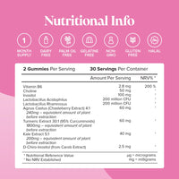 Novomins Endo Gummies - Myo-Inositol & D-Chiro Inositol (40:1), Agnus Castus, Vitamin B6, Turmeric & Probiotics - Vitamins for Women with Endometriosis - Hormonal Balance & Intimate Health - 60 Vegan