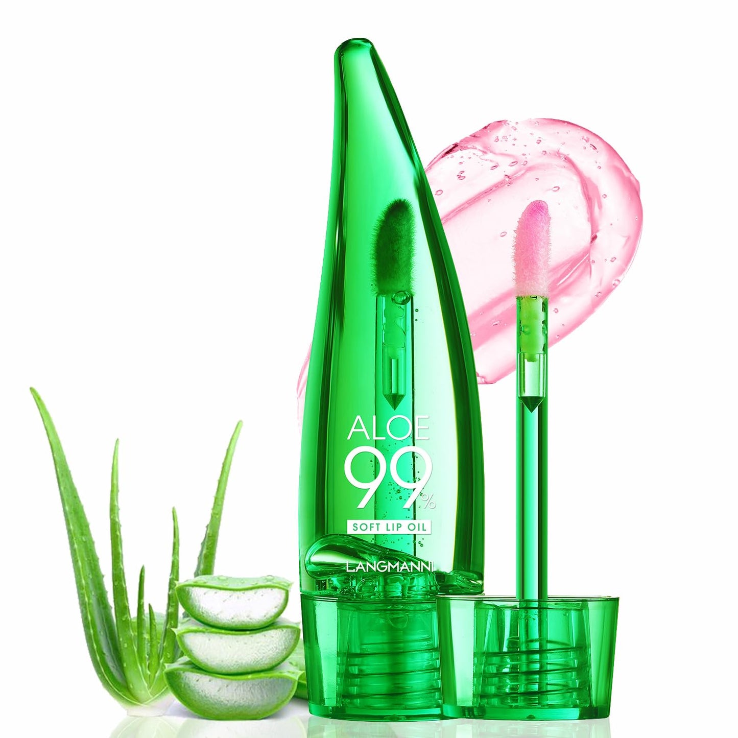 FANFALUV Aloe Vera Lip Oil,Magic Colour Changing Lip Oil,Plumping Lip Gloss Set-Long Lasting,Moisturizing,Hydrating,Non-Sticky,Aloe Vera Lip Balm (1pack)