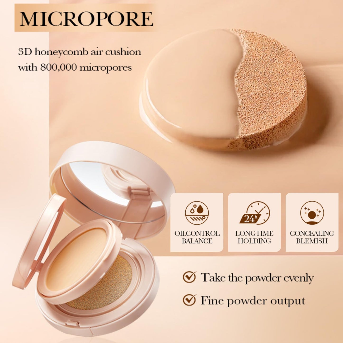 RUICHING CC Cream Cushion Foundation Tinted Moisturiser, Skin Tint Full Coverage Foundation Makeup, Lightweight Breathable Hydrating Smoothing Color Correcting Cream Face Women