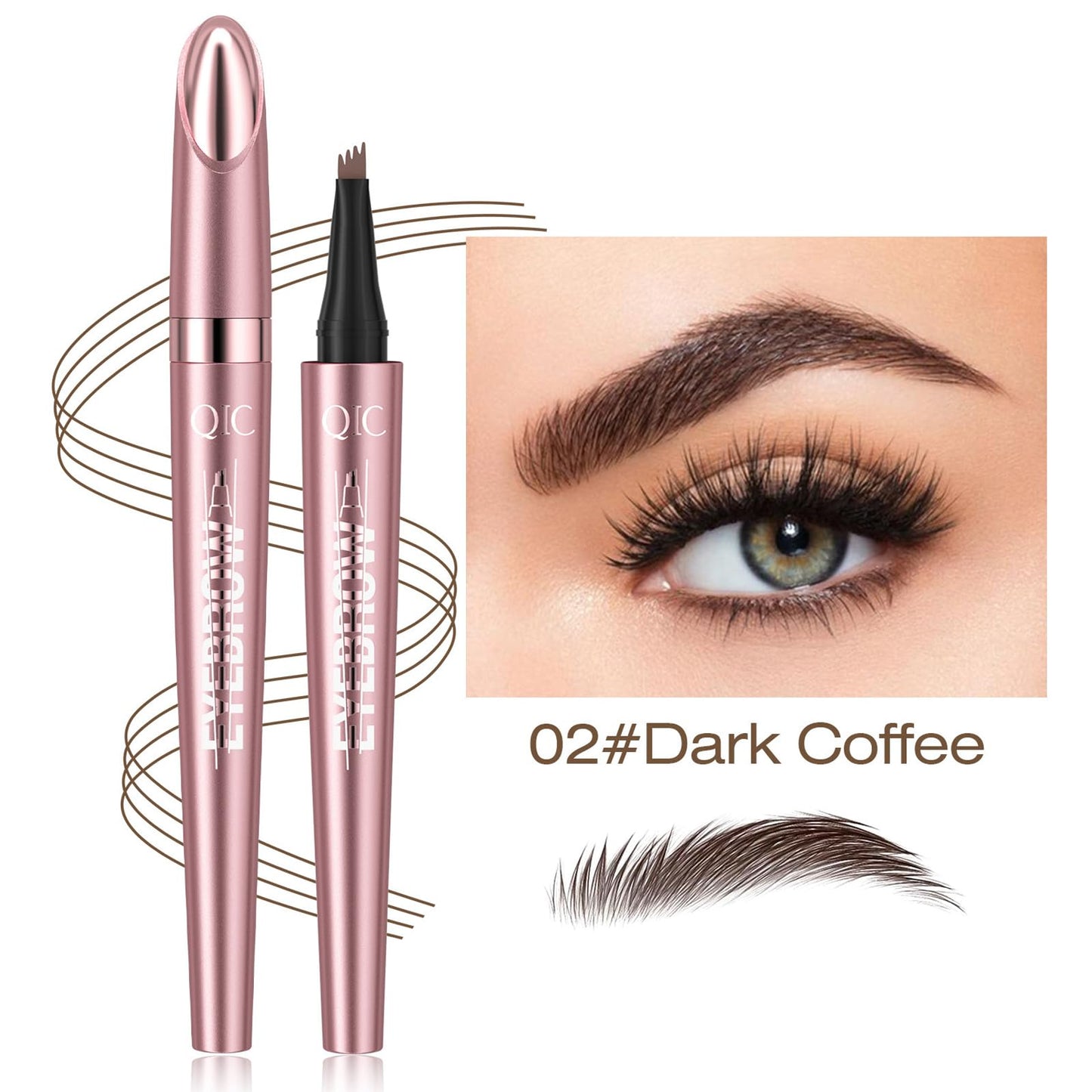 Shengqialun Eyebrow Pencil, Microblading Eyebrow Pen, Eyebrow Pen with 4 Micro-Fork Tip Long-lasting Waterproof Smudgeproof Eyebrow Pen Creates Natural Looking Defined Eyebrows (Dark Brown)