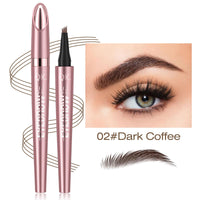 Shengqialun Eyebrow Pencil, Microblading Eyebrow Pen, Eyebrow Pen with 4 Micro-Fork Tip Long-lasting Waterproof Smudgeproof Eyebrow Pen Creates Natural Looking Defined Eyebrows (Dark Brown)