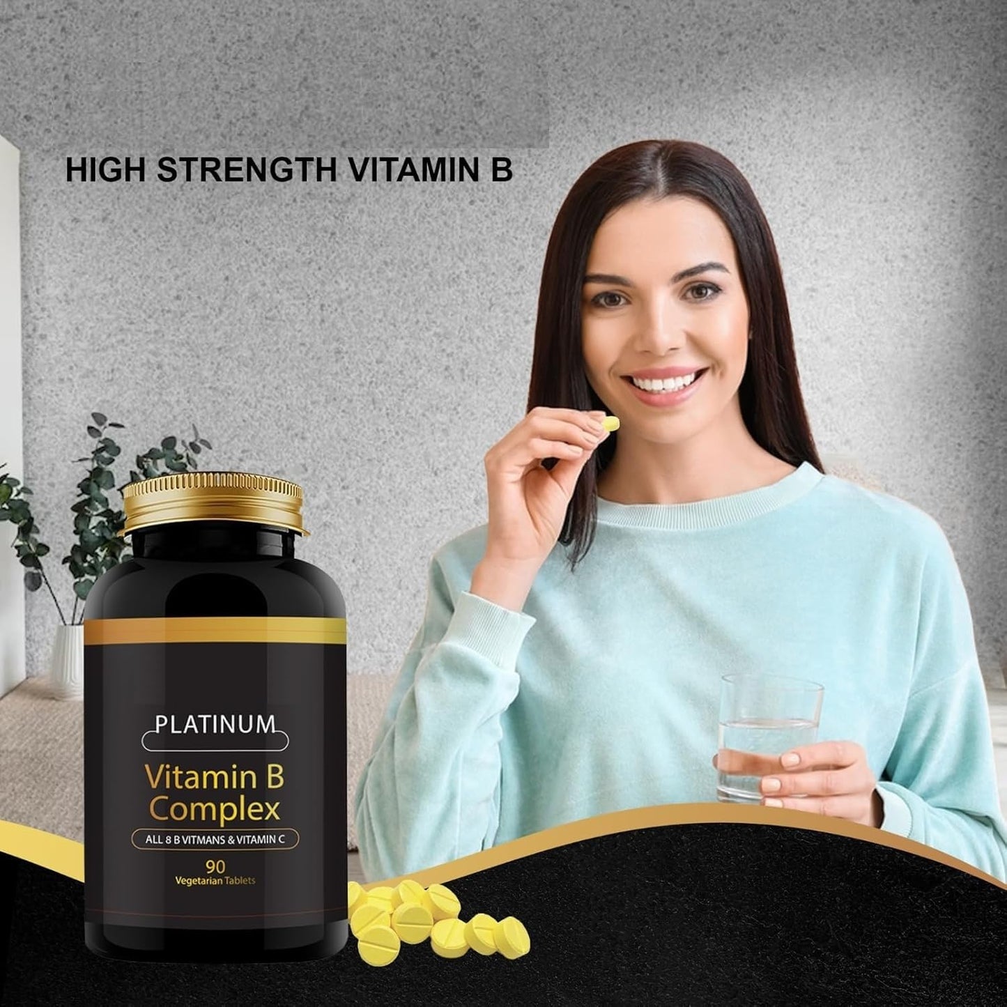 Generic Vitamin B-Complex Tablets, Ultra, 90 Tablets.