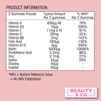 Beauty & Co Hair Gummies with Biotin & Zinc 120 Berry Flavour Beauty&Co. Luscious Locks Gummies - 4 Months Supply (120)