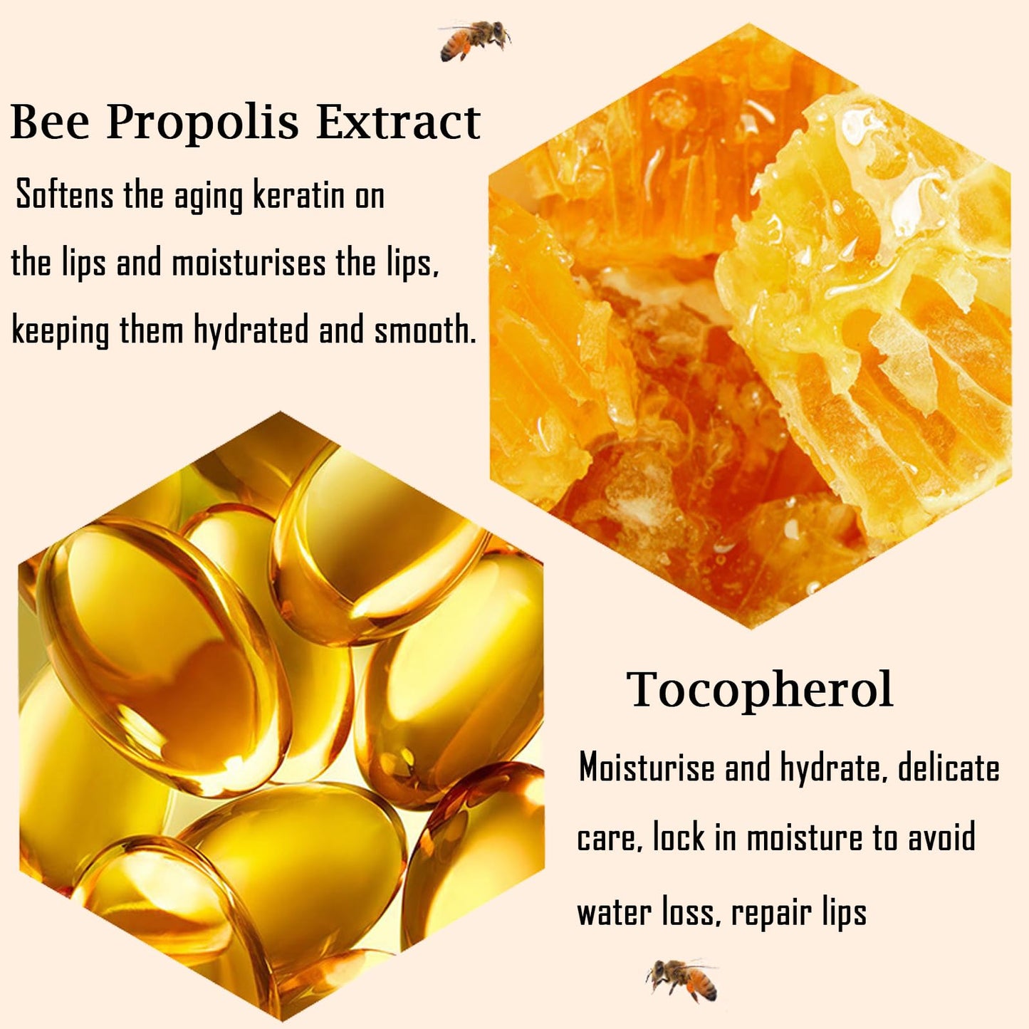 GEEWHILE Lip Mask Honeybalm Lip Balm, Propolis Moisturizing Lip Care Cream for Day&Night Lip Care, Lip Line Reduce, Hydrate & Plump Dry, Chapped Lips