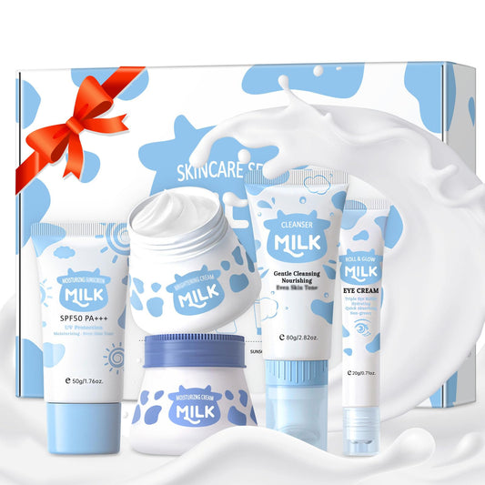 MIZEEYE Milk Skin Care Sets & Kits For Teen Girls, Skin Care Gift Set For Women, Shrink Pores & Moisturizing, Face Skincare Kit With Hyaluronic Acid, Alpha Arbutin For Fine Lines, Acne.