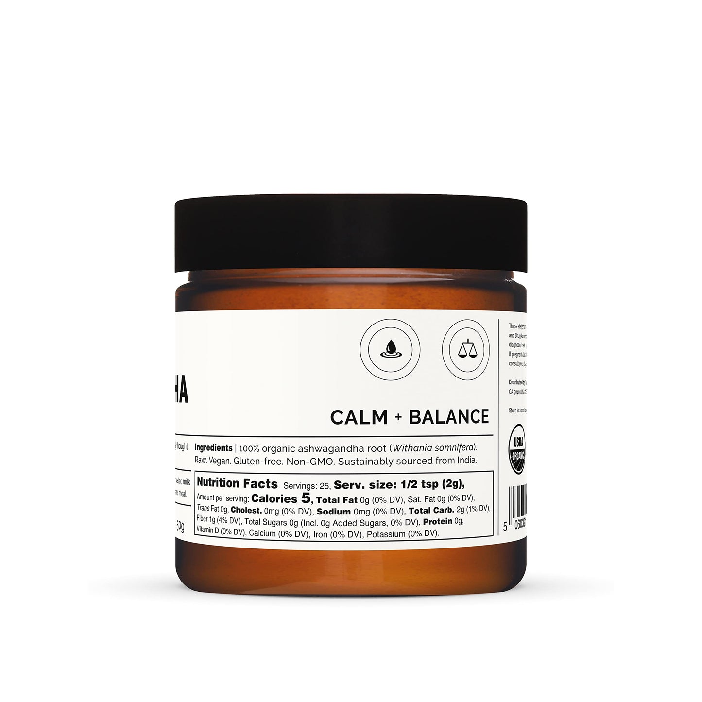 Erbology 100% Organic Ashwagandha Powder 50g - Sleep Aid - Straight from Farm - Raw, Vegan and Gluten-Free - Non-GMO - No Additives or Preservatives - Recyclable Glass Jar