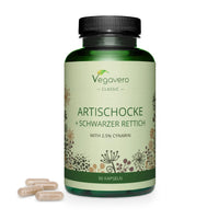 Artichoke & Black Radish Vegavero® | with 2.5% Cynarine & 2% Flavones | Liver & Digestion | 500mg Artichoke Extract, 250mg Black Radish Extract | NO Additives, Lab-Tested | 90 Capsules | Vegan