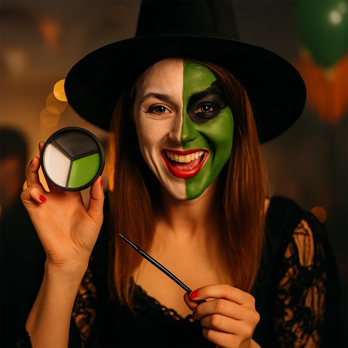 Generic 3 in 1 Black White Green Face Paint - Oil Based Face Paint - Black White Green Halloween Makeup - Blendable Colors - Long Lasting Effect - Zombie Vampire Cosplay Paint Set