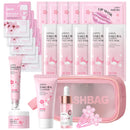 Ceboic Sakura Skin Care Sets & Kits, Cherry Blossom Skincare Set For Teenage Girls Gifts, Facial Kits for Women, JAPAN Skincare Set with Wash Bag, Eye Serum, Cream, Cleanser, Sleep Mask, Mud Mask, Lip Mask