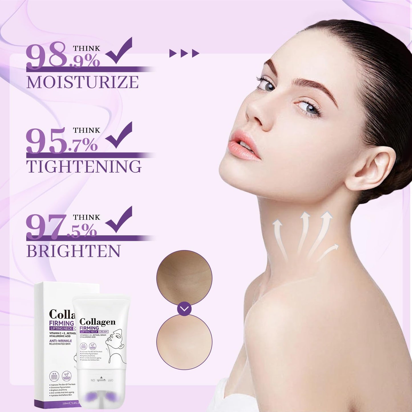 XdealCozyxc Neck Firming Cream with Roller, Collagen Neck Tightening Cream for Tightening Skin, Moisturizing