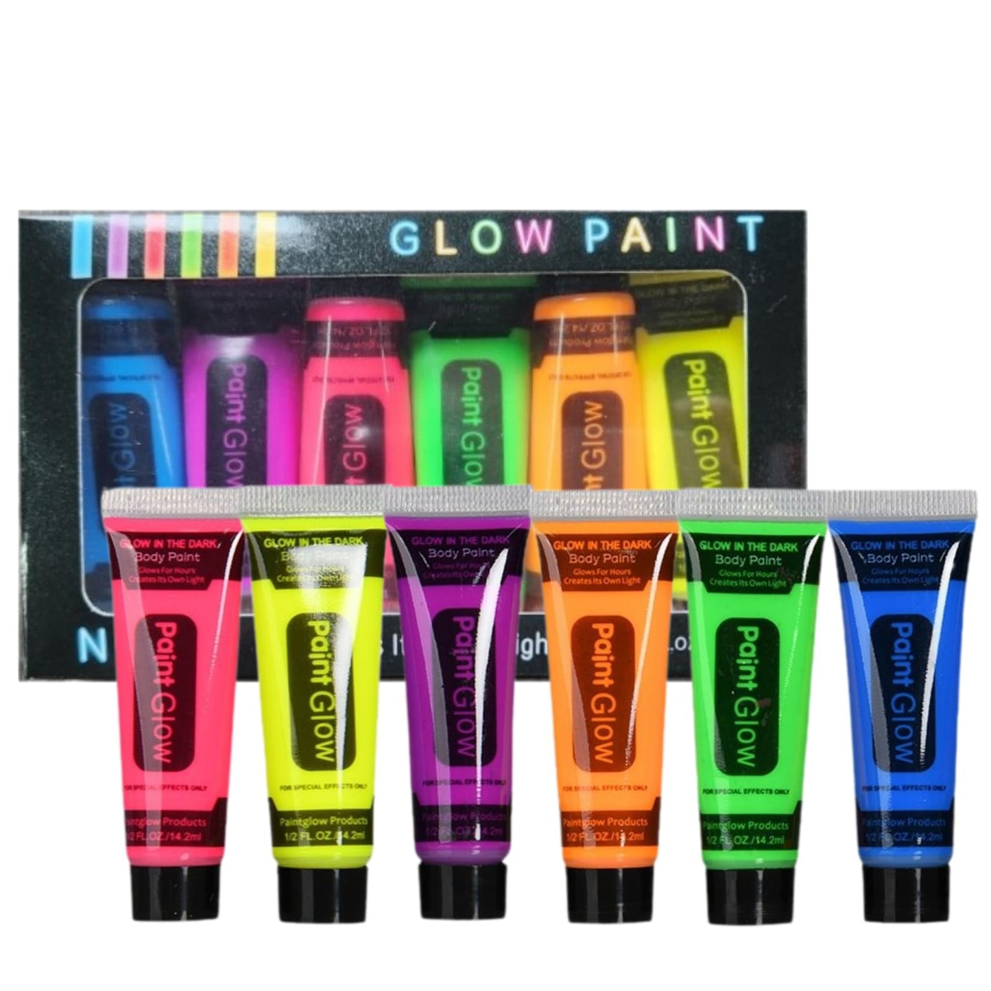 SHEBEEDO 6PCS Glow Under Black Light Neon Face Paint, Vibrant Neon Party Accessories for Adults, Festival Face Paint That Glows in the Dark, High - Quality Body Paint