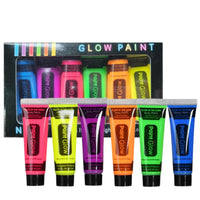SHEBEEDO 6PCS Glow Under Black Light Neon Face Paint, Vibrant Neon Party Accessories for Adults, Festival Face Paint That Glows in the Dark, High - Quality Body Paint