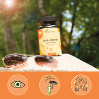 Beta Carotene Vegavero® | 180 Capsules | Tan Accelerator | 100% Natural Source of Vitamin A | NO Additives, Lab-Tested | Vegan