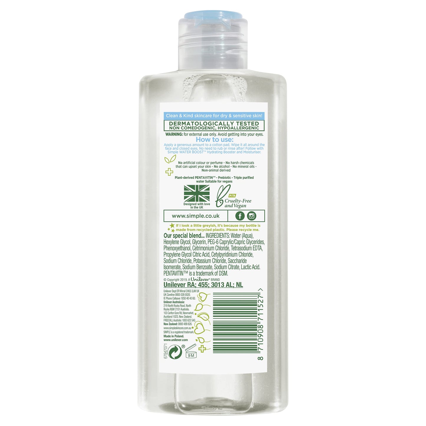 Simple Hydrating Micellar Cleansing Water, 200ml