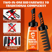 QIEEUMIN 2 in 1 Hair Wax Gel with Comb, Hair Setting Gel with Dip Comb, Men Hair Styling Gel with Comb, Long-Lasting Fluffy Fast Build Hair Oil Head Gel 100ml