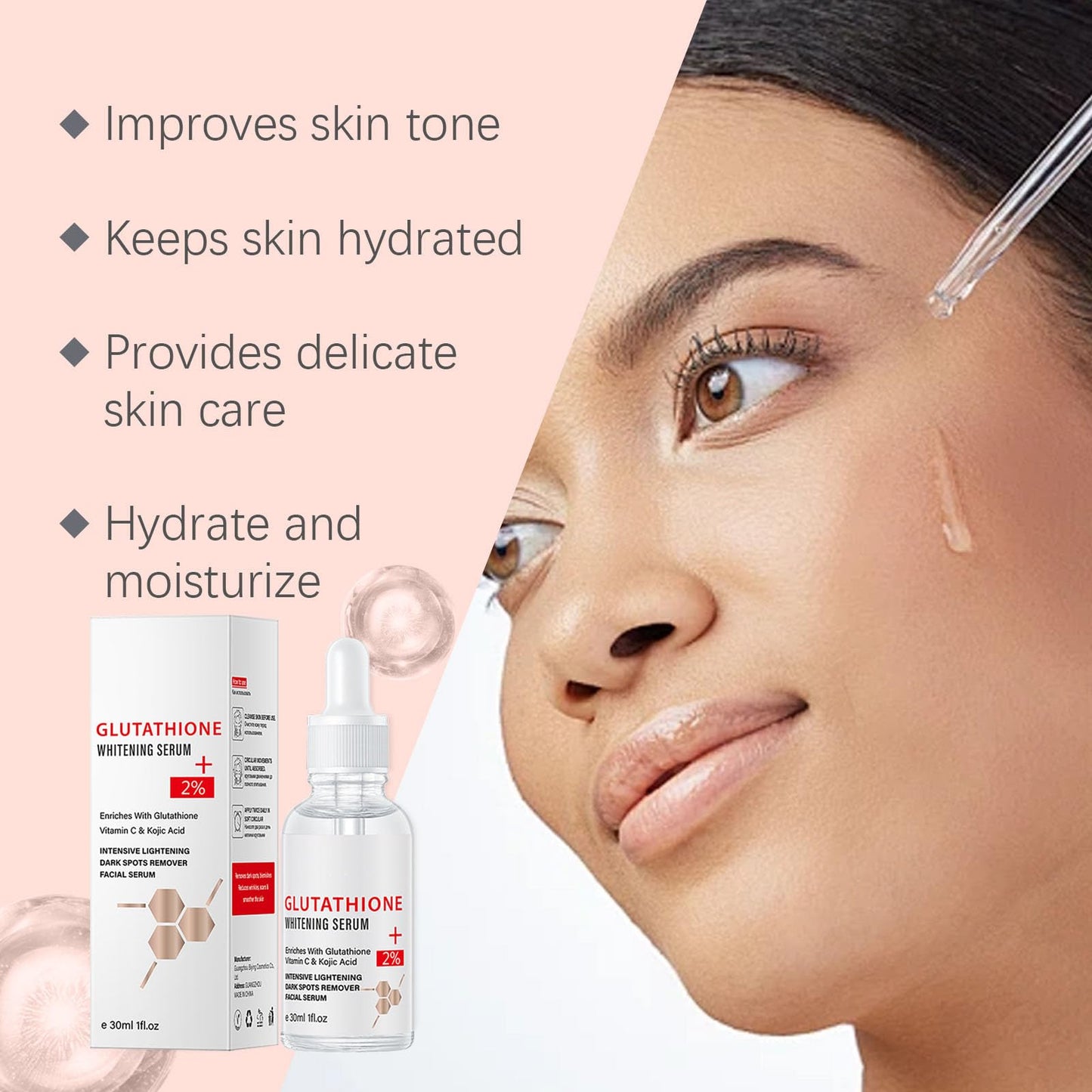 ISBEAUSOLS Glutathione Serum - Kojic Acid Serum for Skin Lig_htening - Dark Spot Correcting Glow Serum - Vitamin C Serum for Face - Hydrating Serum - Facial Serum for Even Skin Tone, Moisturising (30ml)