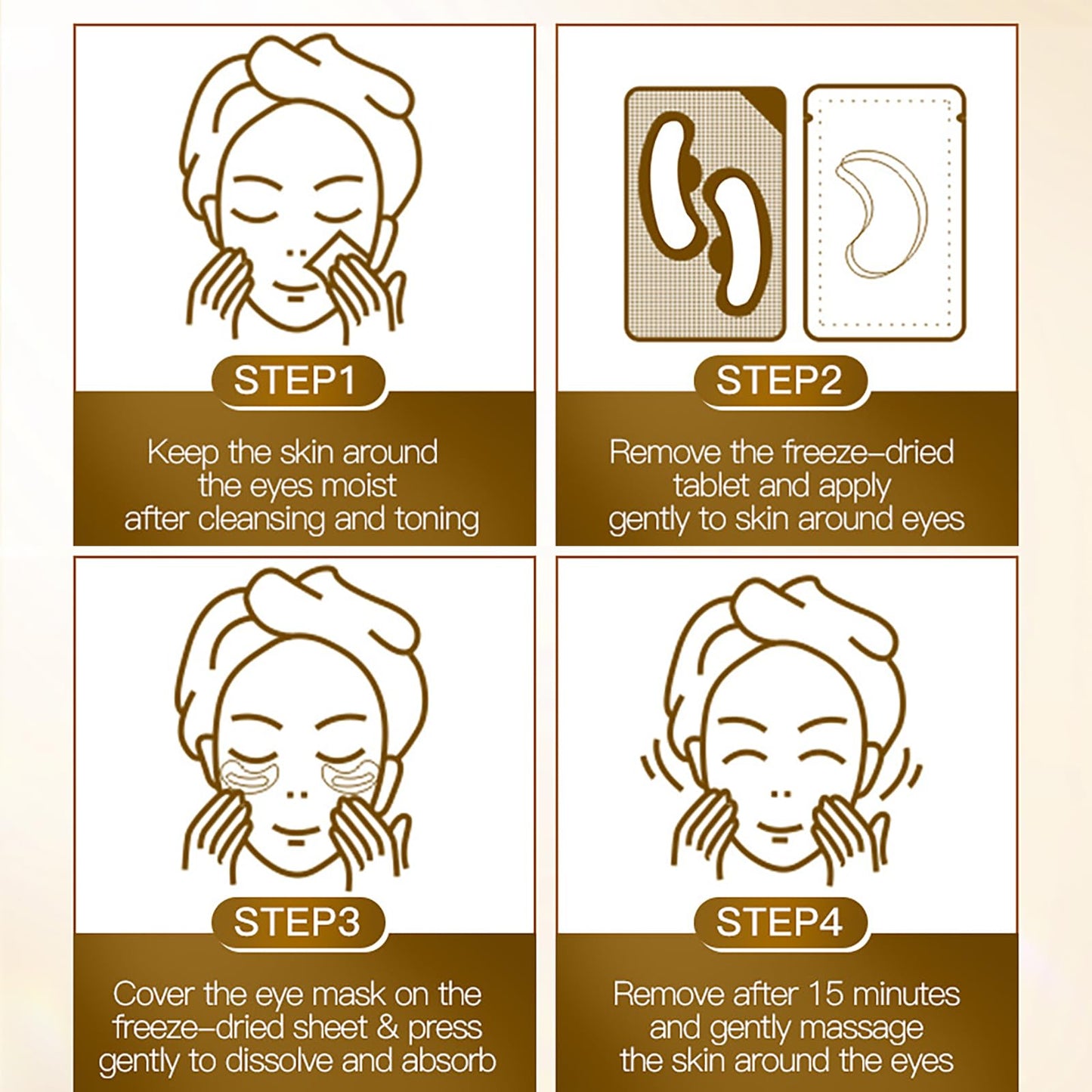 OKAQEE Collagen Under Eye Gel Patches - Hydrating Under Eye Patches with Hyaluronic Acid - Freeze Drying Collagen Eye Masks for Puffy Eyes, Fine Lines & Dark Circles - Eye Bags Remover for Women