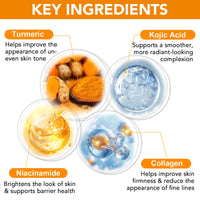 Kojic Acid Turmeric Collagen Mask, Overnight Face Mask for Glass Glow Skin-Elasticity, Soothing & Hydrating, Firming and Moisturizing, Anti Aging and Rejuvinating, Even Skin Tone, 4pcs