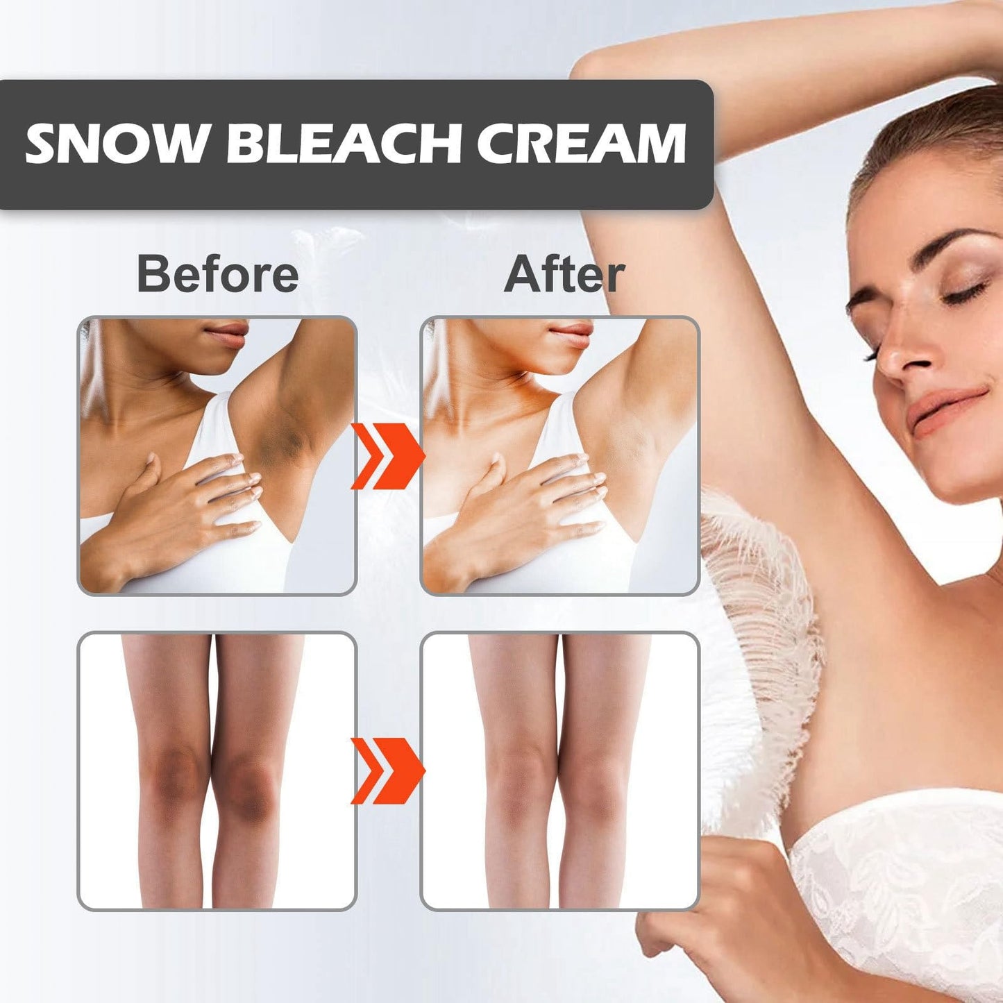2PCS Skin Bleaching Cream,Skin Lightening Cream,Snow Bleach Cream,Underarm Whitening Cream for Private Part,Whitening Cream for Body,Inner Thigh Lightening Cream,Under Arm Whitener Even Skin Tone