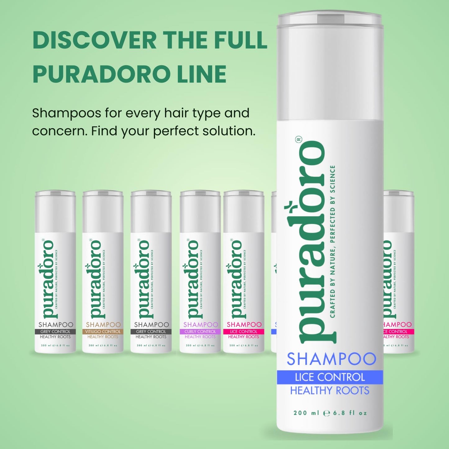 Puradoro Lice Control & Healthy Roots Shampoo – Natural Defence Against Head Lice, Nits & Eggs for Kids & Adults with Neem, Tea Tree & Lavender, Gentle on Scalp, Infused with Coconut Oil