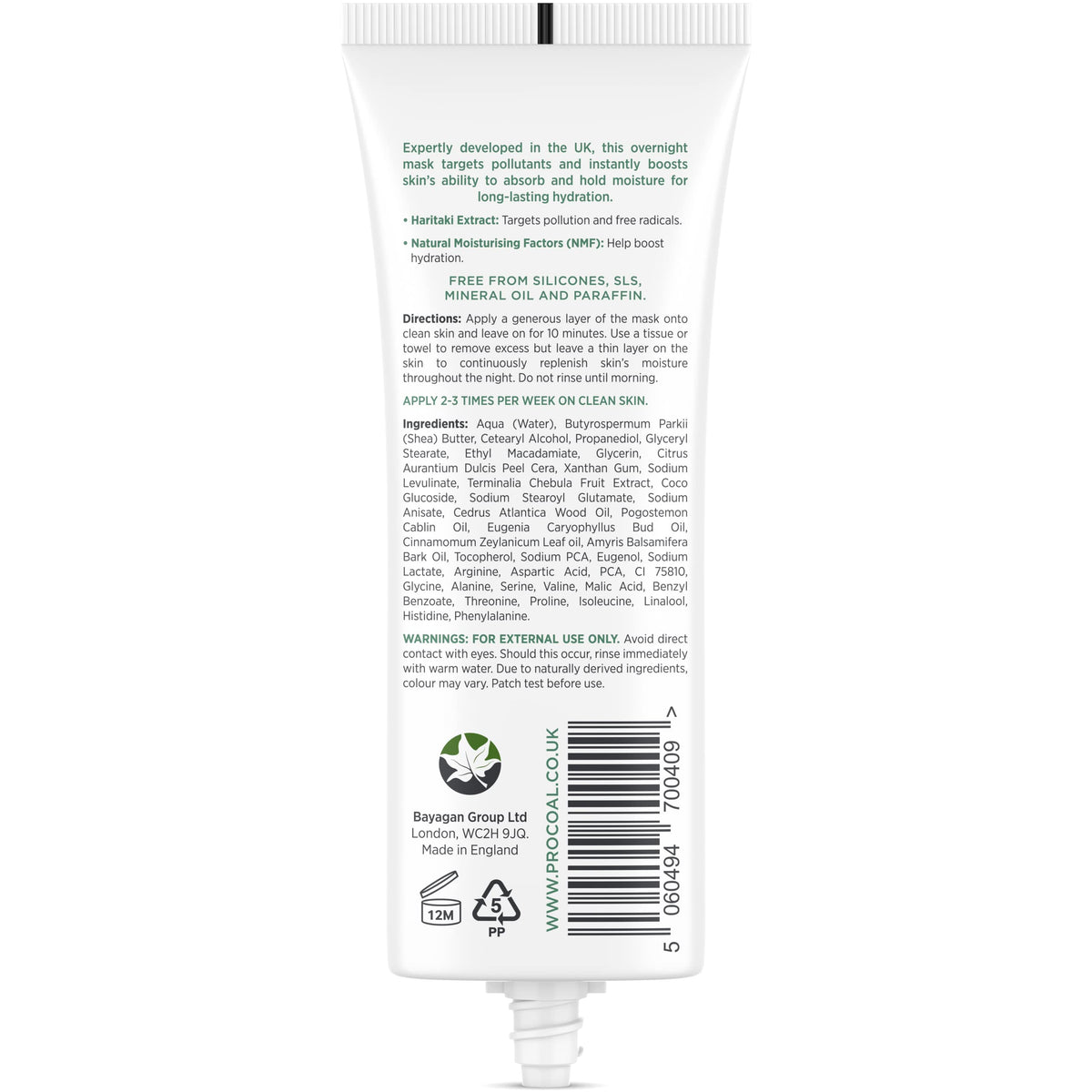 PROCOAL NEW Overnight Face Mask, Hydrating Anti-Pollution Sleep Mask 70ml by Procoal - Fights Pollutants & Replenishes Skin’s Natural Moisture, 100% Recyclable Packaging, Cruelty-Free - Made in UK