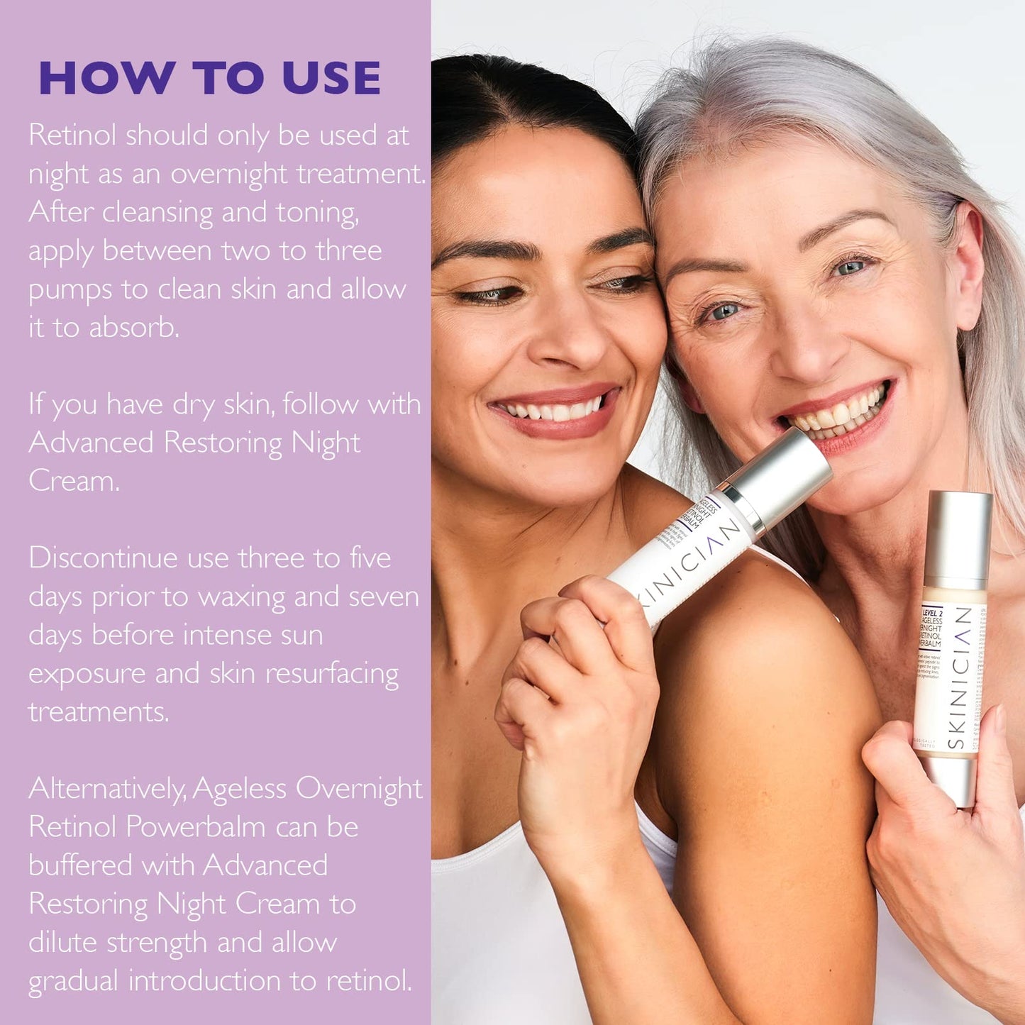 SKINICIAN Ageless Overnight Retinol Powerbalm - Anti-Ageing Retinoid Face Serum - Peptide Moisturiser to Reduce Fine Lines & Skin Pigmentation - Evening Skincare - Vegan & Cruelty Free (50ml)