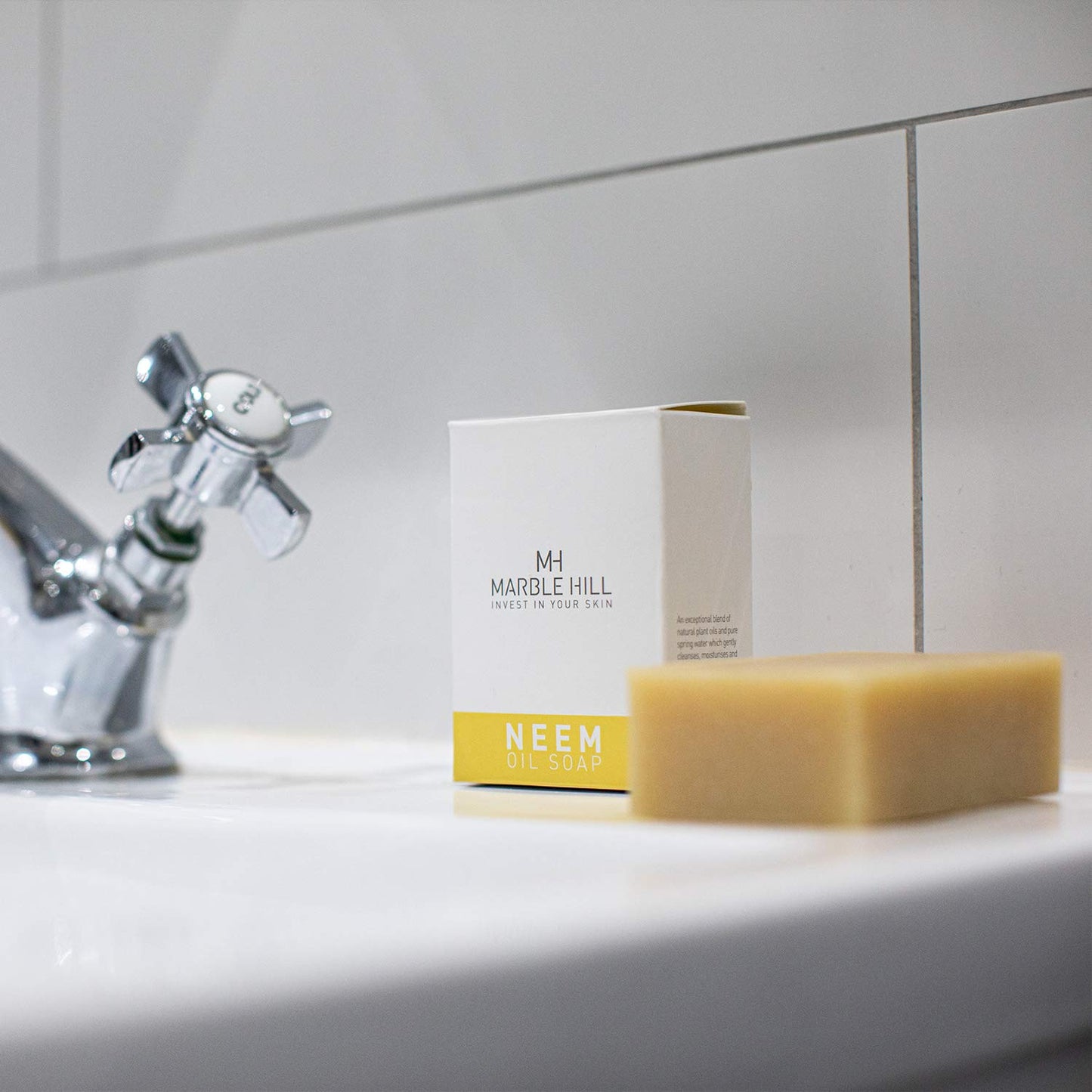 Neem oil moisturising soap bar for Dry Sensitive Eczema Prone Skin Psoriasis Itchy irritated skin. Shea Butter,Vitamin E. Daily use All ages Whole body. Formulated by Medical Doctor Marble Hill 100g