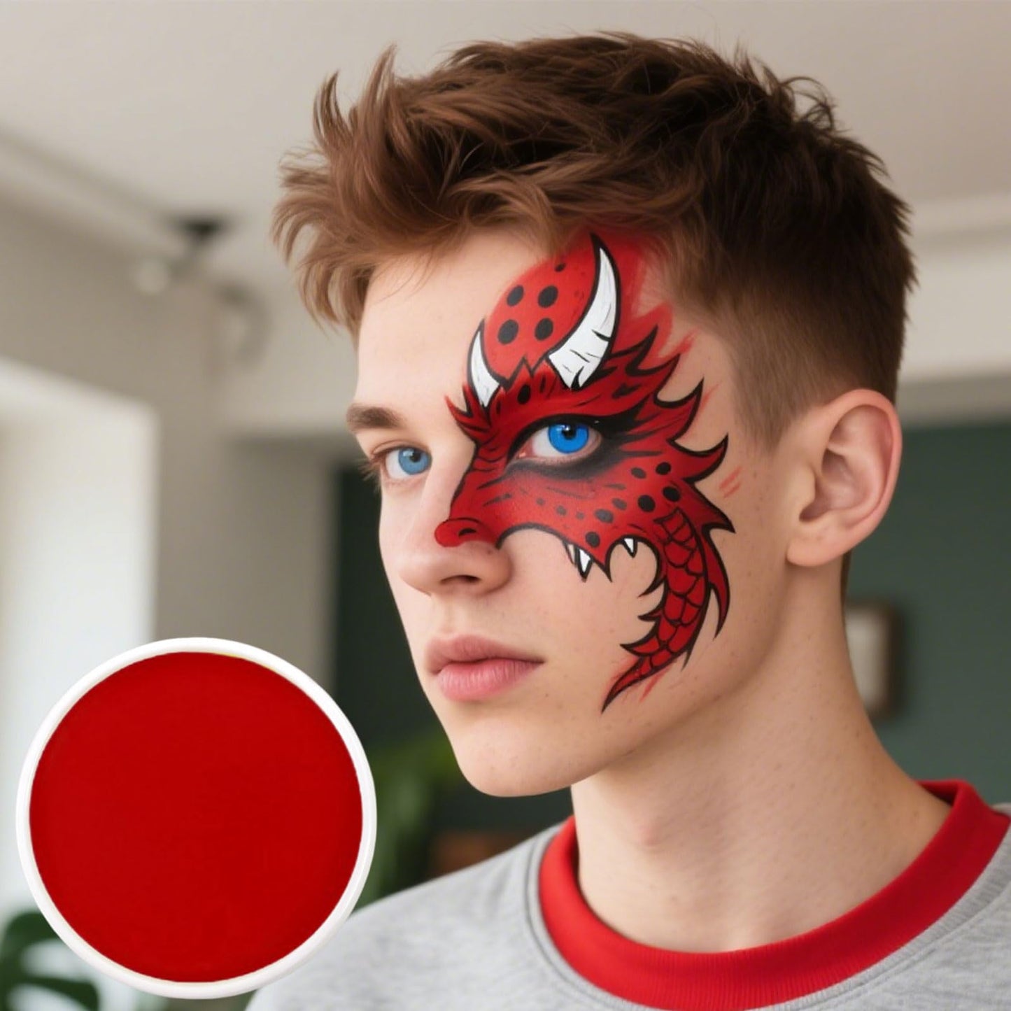 LYNTYAOU Red Body Face Paint, Professional Matte Oil Based Painting, Washable Safe Colors Non-toxic, Highly Pigmented Make up Palettes, Gift for Adults Halloween Christmas Carnival