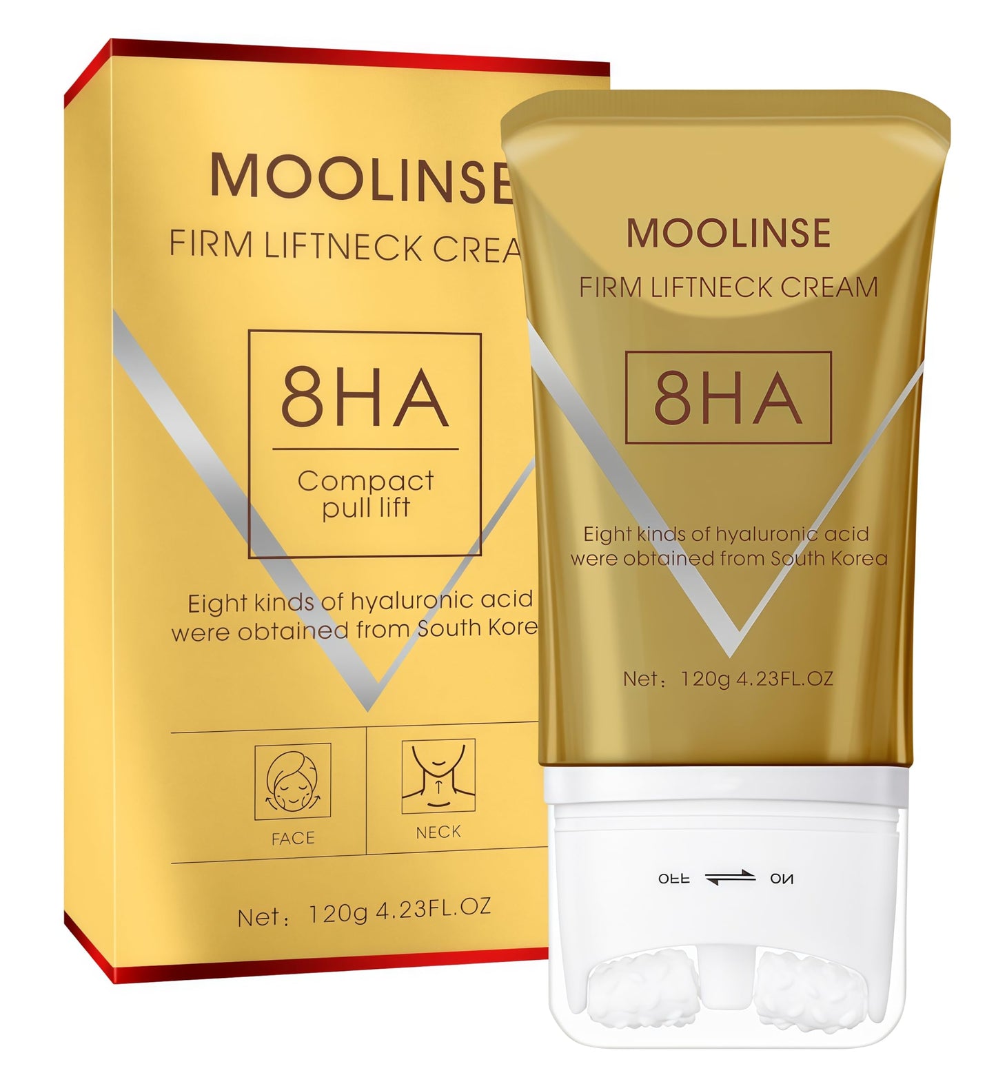 ANGEL SILK 8HA Firming Neck Cream, Tighten and Lift Neck Cream, Contain Hexapeptide, Moisturizing, Tightening Lotions, with Double Roller Massage, Reduce Wrinkles Fine Lines, Firm Sagging Skin