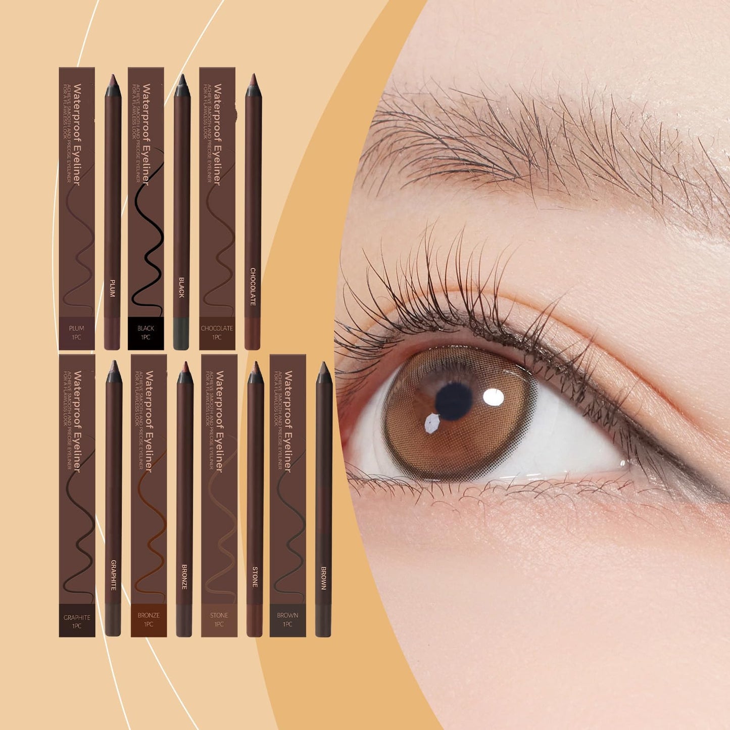 Generic 24hr Waterproof Eyeliner, Smudge Proof & Sweat Resistant Formula, Highly Pigmented Eye Liner for Long Lasting Wear, Dual Sharpenable Design for Precise or Smoky Looks, Smooth (Black)