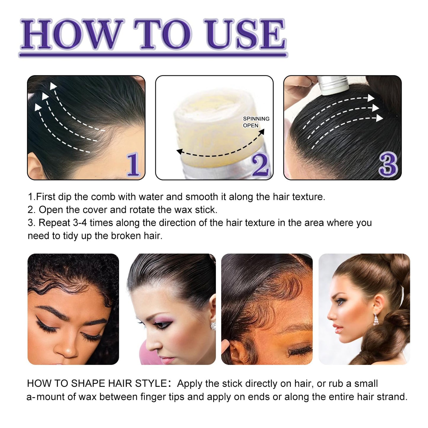 Hair Wax Stick, MKNZOME 2Pcs Hair Wax for Men Women Wax Stick for Hair Wigs Edge Control Stick Hair Stick Non-greasy Styling Wax for Fly Away & Edge Frizz Hair