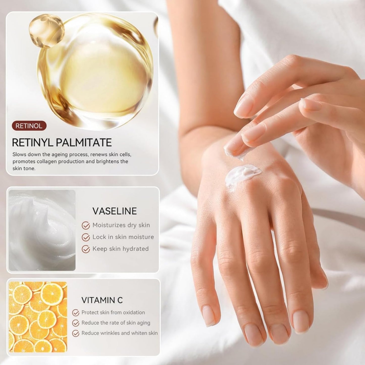 Yoowan Reti-Nol Hand Cream,Hand Cream For Very Dry Ha-Nds,Anti Aging Ha-Nd Cre-Am,Reti-Nol Moisturising Cre-Am,Deep Nourishing,Non-Greasy,Moisturizer For Aging&Dry Cracked Ha-Nds,Protects Skin,Nails,Cuticles