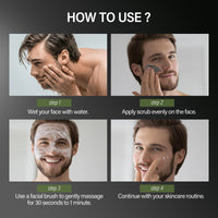 SHVYOG Men's Face Scrub, Bamboo Charcoal Salicylic Acid Face Exfoliant, Facial Peeling Improves Blackheads, Acne, Clogged Pores, Cleansing Oil Control, Pre-shave Care for Men, with Facial Cleansing Brush