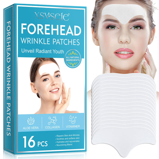 Feeliville 16PCS Forehead Wrinkle Patches, Collagen Forehead Anti Wrinkle Patches with potent anti-aging agents, for Fine Lines & Frown Lines,Moisturizing forehead & between eyes