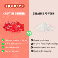 HOOLOO Creatine Gummies 5000mg Creatine Monohydrate with 1000mg BCAAs per Serving for Men & Women, Vegan & Sugar-Free, Easy Pre/Post Workout Gym Support for Performance and Muscle Power, 60 Count