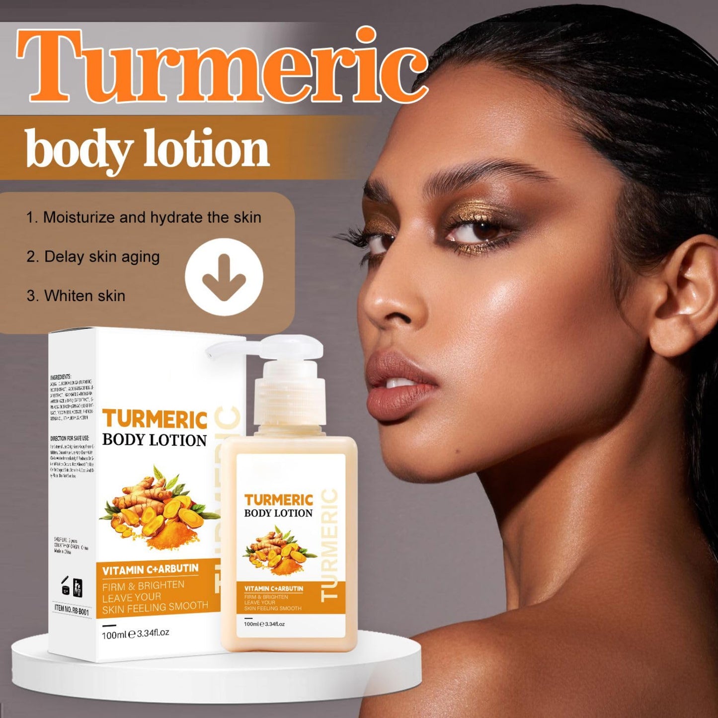 Turmeric Body Lotion, Tumeric Cream For Face And Body,Remove Acne,Dark Spots,Sun Damaged Skin,Anti-Aging Firming Body Lotion Body & Face Dry Skin Moisturizer Women Men