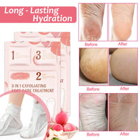 Shengqialun Foot Peel Mask With Peach Extract - Foot Mask For Hard Skin & Calluses - 3-In-1 Foot Care For Exfoliation, Moisturizing & Renewal - Natural Formula For Soft & Smooth Feet