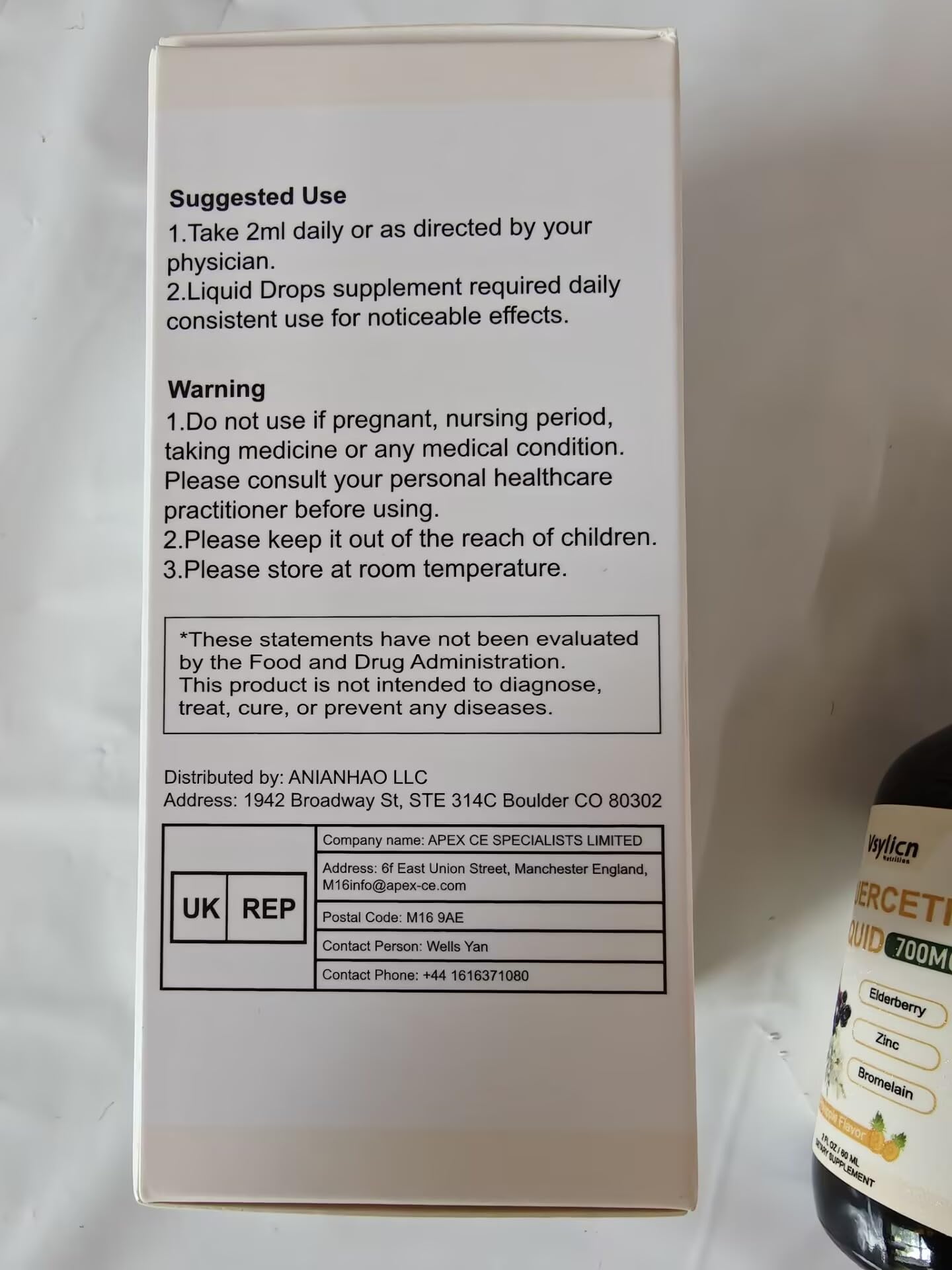 VSYLICN 700mg Quercetin Liquid Drops - Quercetin Bromelain Supplements - 5 in 1 with Bromelain Elderberry Vitamin - 4X Stronger Than Pills & Capsules - Immunity Health Respiratory Health Skin Care - 60ml