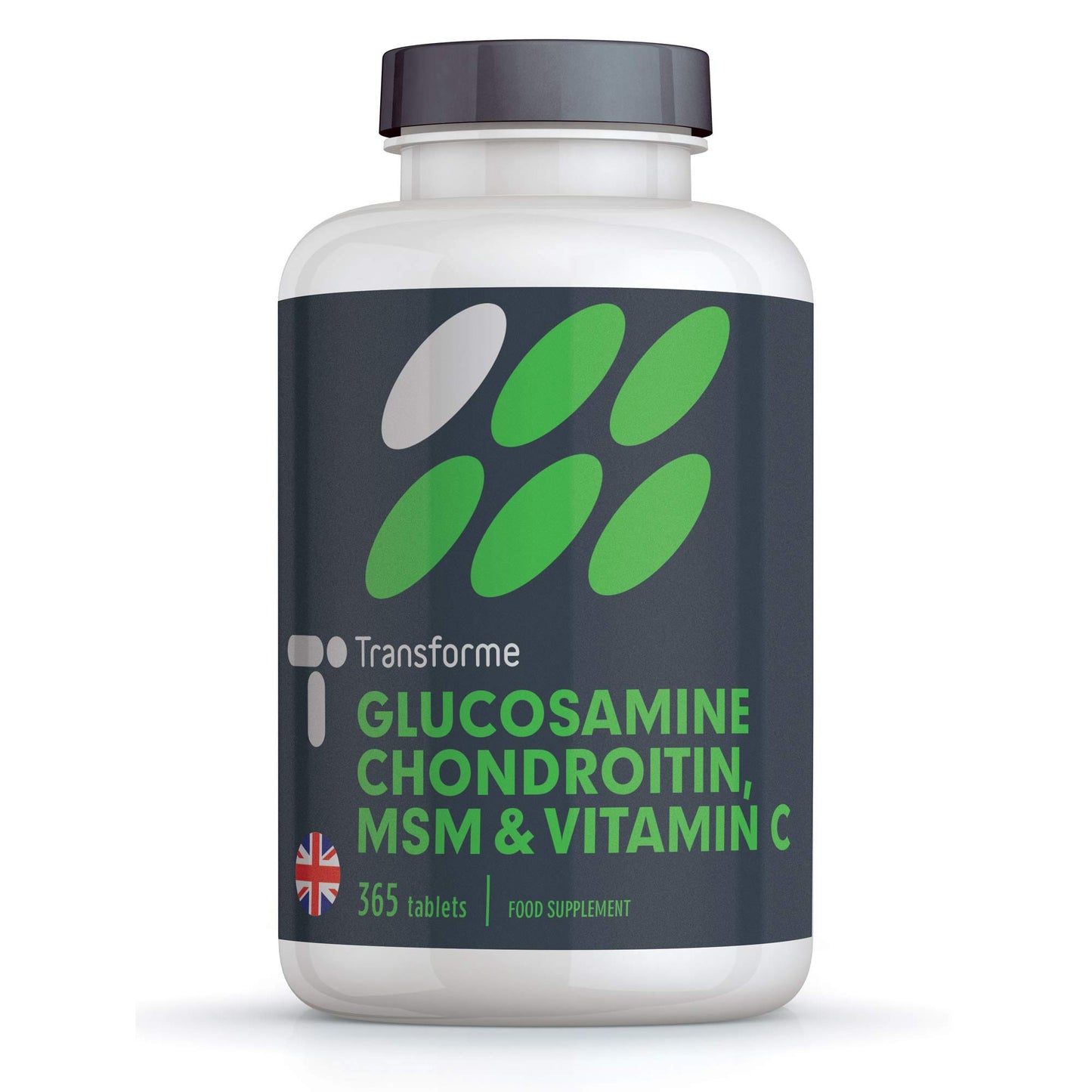 Glucosamine Chondroitin MSM Vitamin C Tablets, High Strength Complex, 365 Tablets Up to 1 Year Supply, Easy to Swallow, Gluten Free, by Transforme