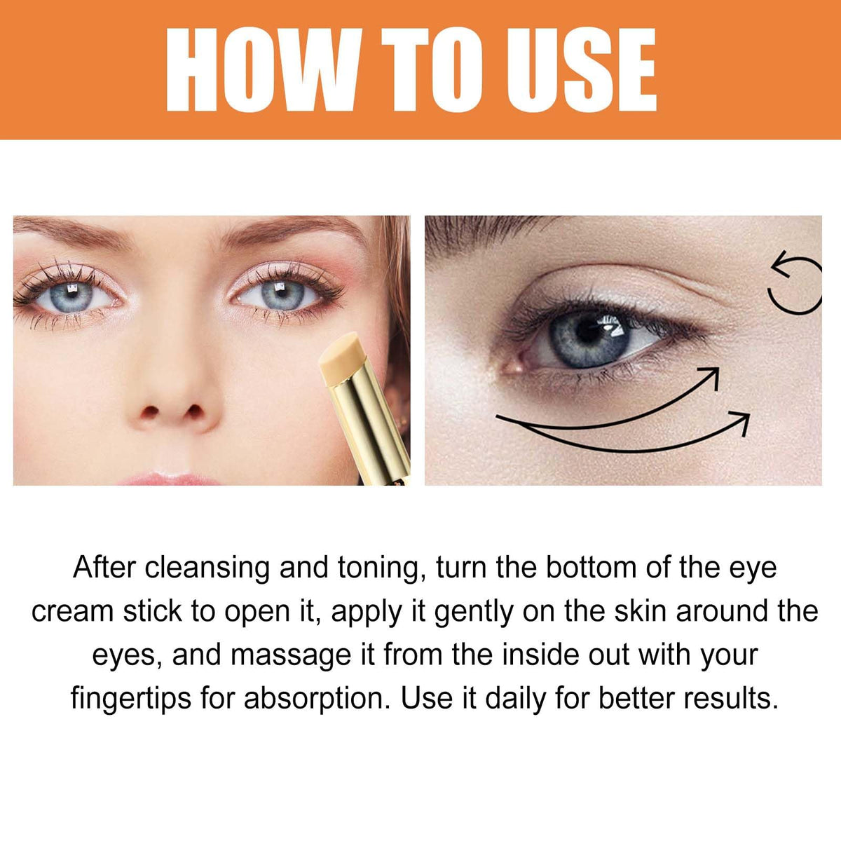 KKwoter Hydrating Vitamin C Eye Cream Stick for Dark Circles & Puffy Eyes - Anti-Aging Eye Balm Stick for Women/Men - Cooling -Boosting Under Eye Cream Skincare