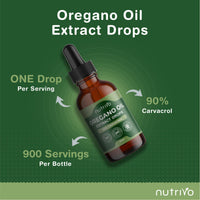 Oregano Oil Drops - 90% Carvacrol | 30ml Bottle - Over 1 Year Supply | Pure Wild Oregano Oil for Immune Support, Digestive Health & Natural Wellness | Pure and Potent Oil of Oregano