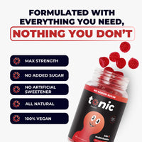 Tonic Health Kids Vitamins Gummies - 14 in 1 Kids Multivitamin with Vitamins A, C, D, E and Zinc, Strawberry Flavour, Month Supply (60 Count), Ages 4-12, No Added Sugar, No Sweeteners, Vegan