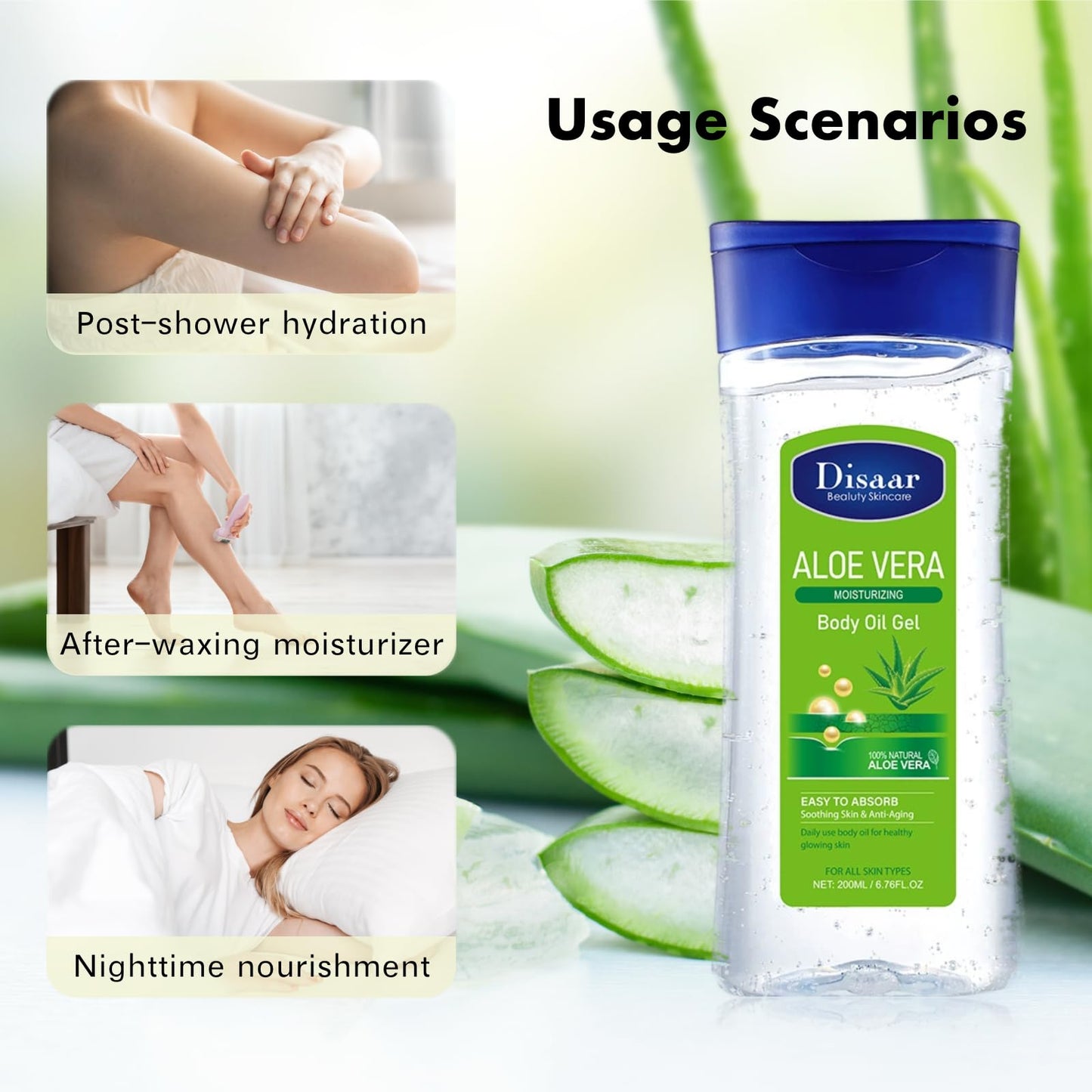 CTUBLIAUNX Aloe Vera Gel for Face and Body - Essential Oil for Skin, Deeply Hydrating Aloe Vera Body Oil Moisturiser for Dry Skin