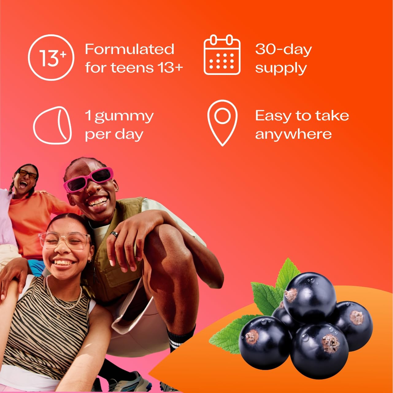 Bio-Kult 3in1 Biotic Blend Probiotic Gummy with Multivitamins, for Teens 13+, Blackcurrant Flavour, 30 Gummies