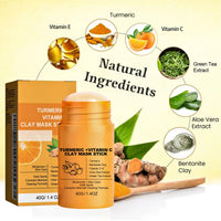 IZBEAUVO Turmeric Clay Mask,Turmeric Vitamin c Face Mask,Clay Face Mask,Turmeric Mask Stick,Clay Mask for Pores Deep Cleanse,Reduce Acne Dark Spots & Pores Anti-Aging,Brightening for Men and Women